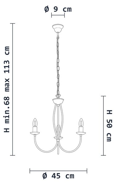 Lampadario Rustico Botte 3 Luci Bianco LuceArt Classic