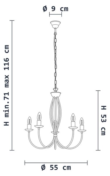 Lampadario Rustico Botte 5 Luci Bianco LuceArt Classic