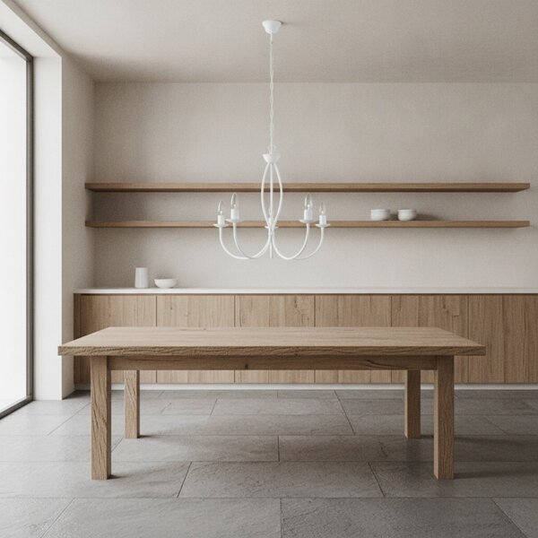 Lampadario Rustico Botte 5 Luci Bianco LuceArt Classic