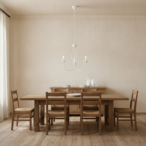 Lampadario Rustico Botte 3 Luci Bianco LuceArt Classic