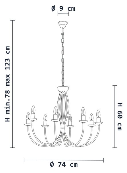 Lampadario Rustico Botte 8 Luci Bianco LuceArt Classic