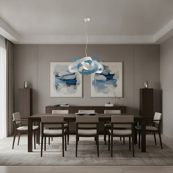 Sospensione Vertigo 1 Luce Bianco e Azzurro LuceArt Classic