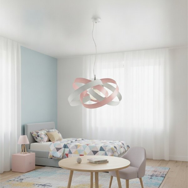 Sospensione Vertigo 1 Luce Bianco e Rosa LuceArt Classic