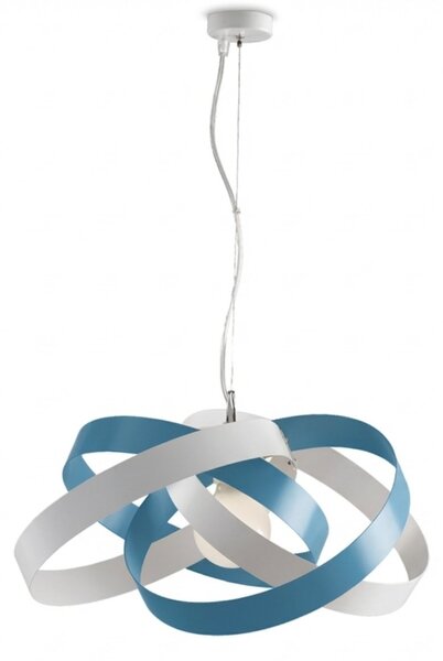 Sospensione Vertigo 1 Luce Bianco e Azzurro LuceArt Classic