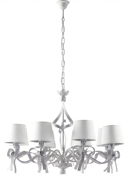 Lampadario Shabby Chic Lucy 8 Luci Bianco LuceArt Classic