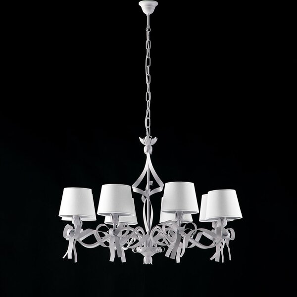 Lampadario Shabby Chic Lucy 8 Luci Bianco LuceArt Classic