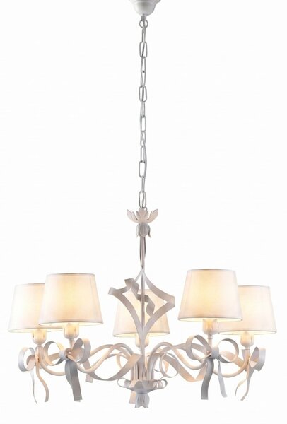 Lampadario Shabby Chic Lucy 5 Luci Bianco LuceArt Classic