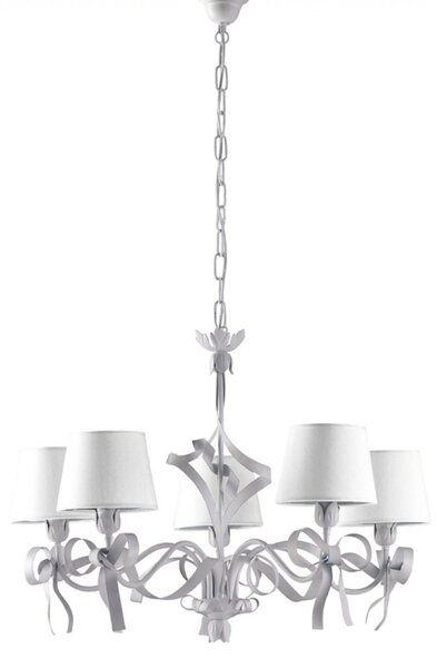 Lampadario Shabby Chic Lucy 5 Luci Bianco LuceArt Classic