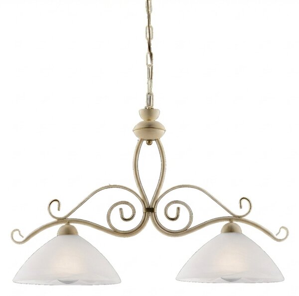 Lampadario Rustico Faraone 2 Luci Avorio e Bianco LuceArt Classic