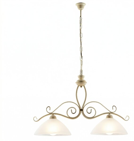Lampadario Rustico Faraone 2 Luci Avorio e Bianco LuceArt Classic