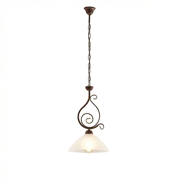 Lampadario Rustico Faraone 1 Luce Marrone e Bianco LuceArt Classic