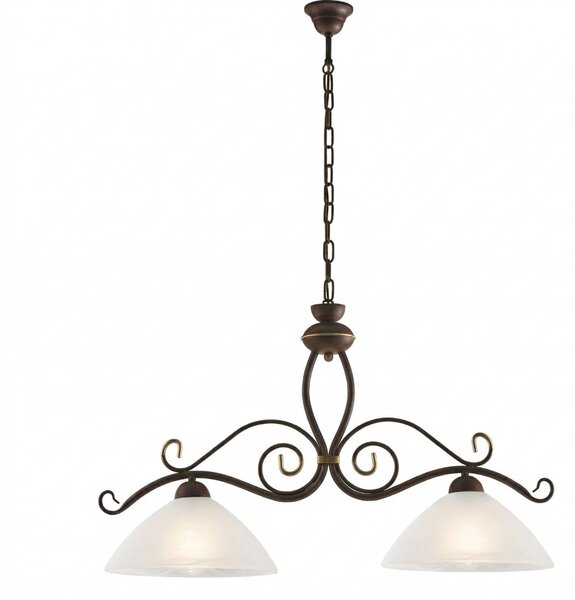Lampadario Rustico Faraone 2 Luci Marrone e Bianco LuceArt Classic