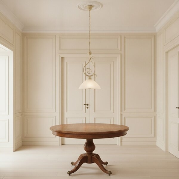 Lampadario Rustico Faraone 1 Luce Avorio e Bianco LuceArt Classic
