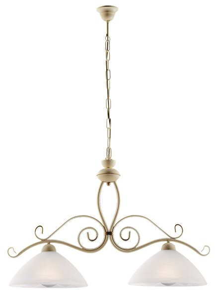 Lampadario Rustico Faraone 2 Luci Avorio e Bianco LuceArt Classic