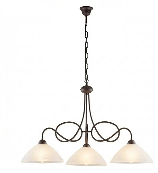 Lampadario Rustico Bistrot 3 Luci Ruggine e Bianco LuceArt Classic