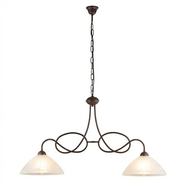 Lampadario Rustico Bistrot 2 Luci Ruggine e Bianco LuceArt Classic