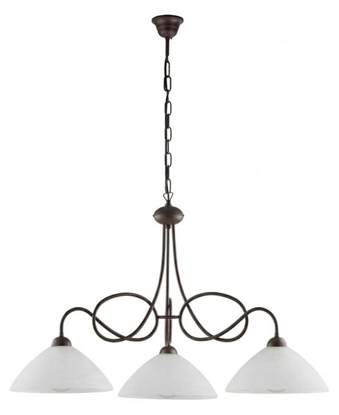 Lampadario Rustico Bistrot 3 Luci Ruggine e Bianco LuceArt Classic