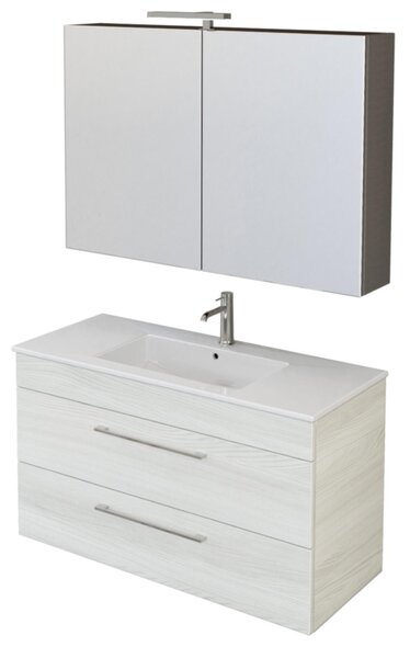 Mobile bagno sospeso Jupiter 122 cm. con doppio lavabo in ceramica 