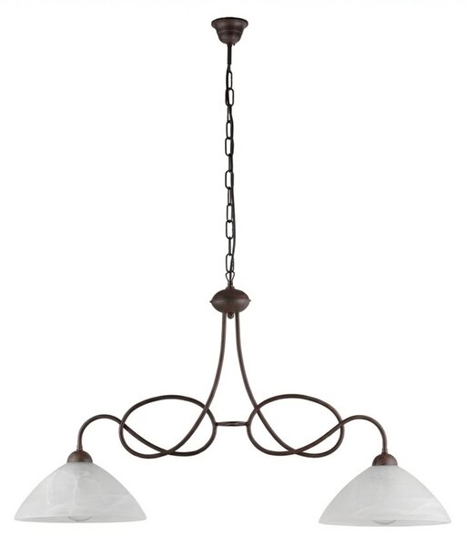 Lampadario Rustico Bistrot 2 Luci Ruggine e Bianco LuceArt Classic