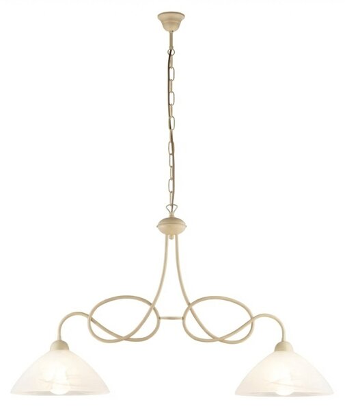 Lampadario Rustico Bistrot 2 Luci Avorio e Bianco LuceArt Classic