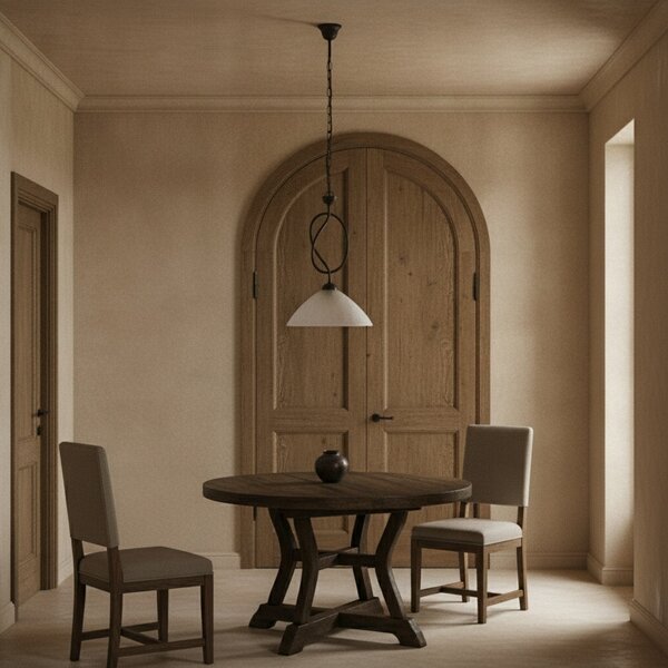 Lampadario Rustico Bistrot 1 Luce Ruggine e Bianco LuceArt Classic