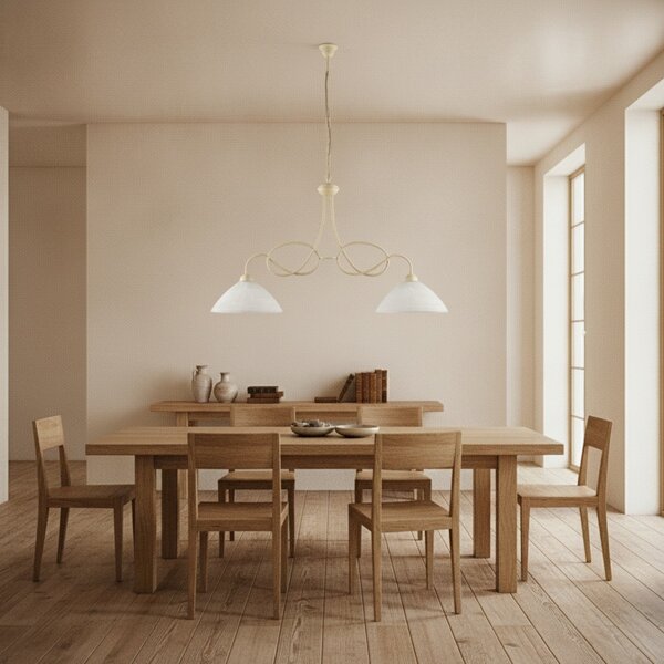 Lampadario Rustico Bistrot 2 Luci Avorio e Bianco LuceArt Classic