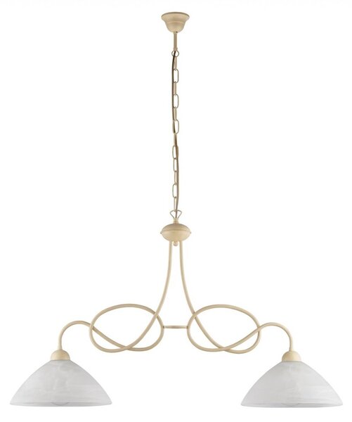 Lampadario Rustico Bistrot 2 Luci Avorio e Bianco LuceArt Classic