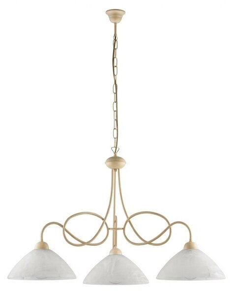 Lampadario Rustico Bistrot 3 Luci Avorio e Bianco LuceArt Classic