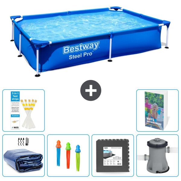 Bestway Steel Pro, piscina rettangolare - 221x150x43 cm - 5 pezzi, modello S3