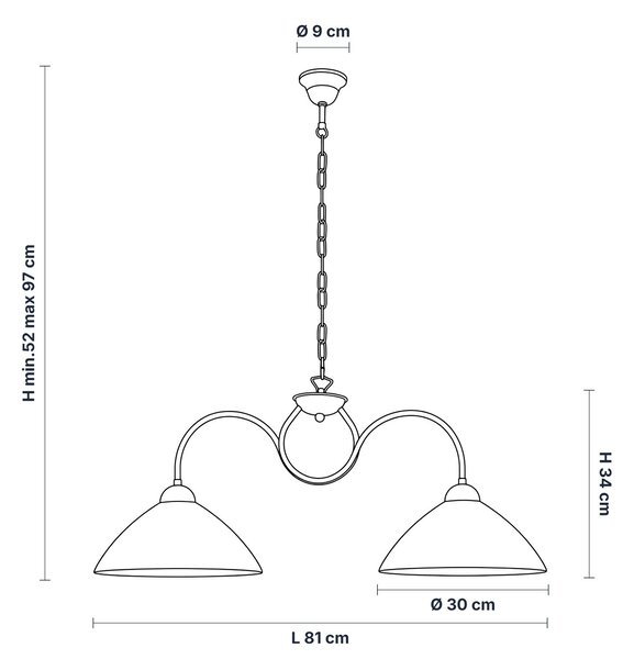 Lampadario Rustico Anemone 2 Luci Avorio e Bianco LuceArt Classic