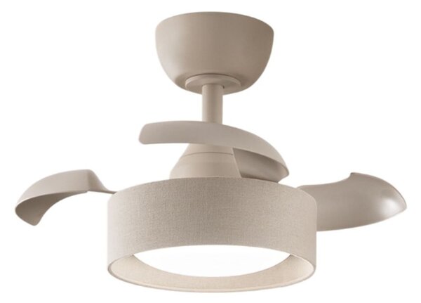 Ventilatore Moderno Cleo Metallo Tessuto Sabbia Opaco Led 22W Cct