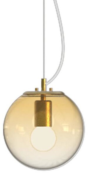 Sospensione Contemp Mapa Clear Metallo Ottone Vetro Sfumato Ambra 1 Luce E27