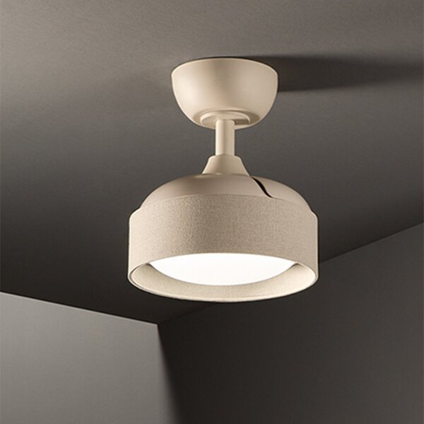 Ventilatore Moderno Cleo Metallo Tessuto Sabbia Opaco Led 22W Cct