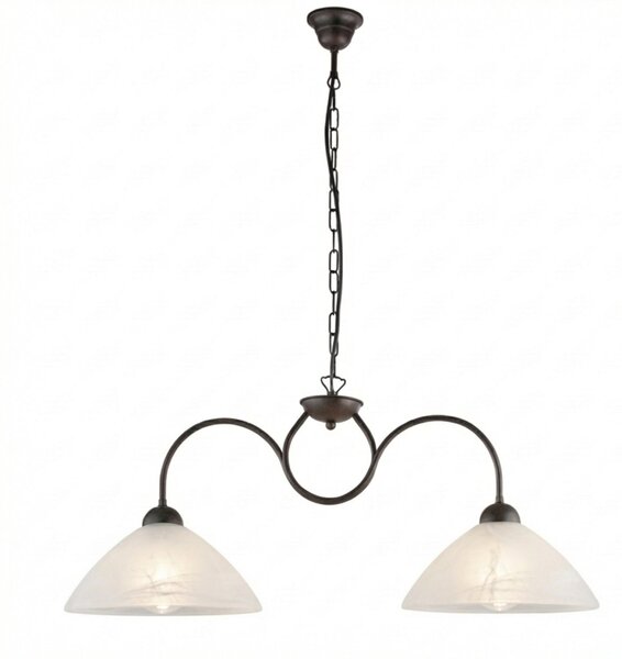 Lampadario Rustico Anemone 2 Luci Ruggine e Bianco LuceArt Classic