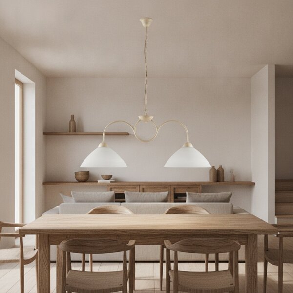 Lampadario Rustico Anemone 2 Luci Avorio e Bianco LuceArt Classic