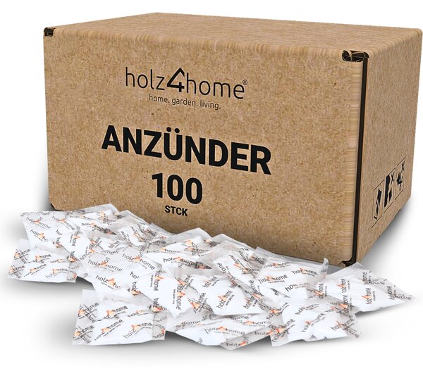 Holz4home® Sacchetti accendifuoco 100 pezzi Accendifuoco per barbecue Accendifuoco per caminetti Accendifuoco I Accendifuoco per stufe Accendifuoco per caminetti per la casa I Accendifuoco per esterni e interni
