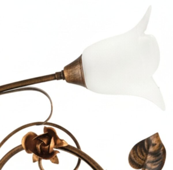 Plafoniera Arte Povera Cestino 5 Luci Marrone e Bianco LuceArt Classic