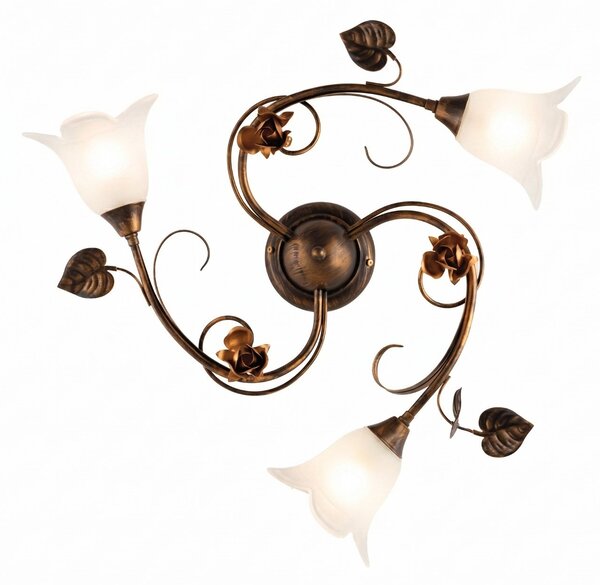 Plafoniera Arte Povera Cestino 3 Luci Marrone e Bianco LuceArt Classic