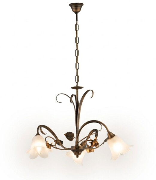 Lampadario Arte Povera Cestino 3 Luci Marrone e Bianco LuceArt Classic