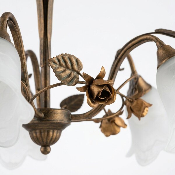 Lampadario Arte Povera Cestino 3 Luci Marrone e Bianco LuceArt Classic
