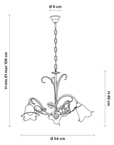 Lampadario Arte Povera Cestino 3 Luci Marrone e Bianco LuceArt Classic