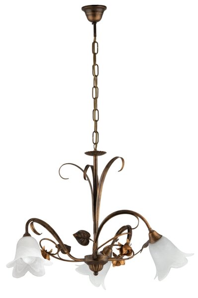 Lampadario Arte Povera Cestino 3 Luci Marrone e Bianco LuceArt Classic
