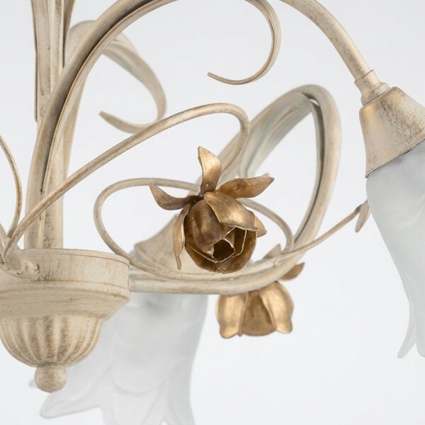 Lampadario Arte Povera Cestino 3 Luci Avorio e Bianco LuceArt Classic