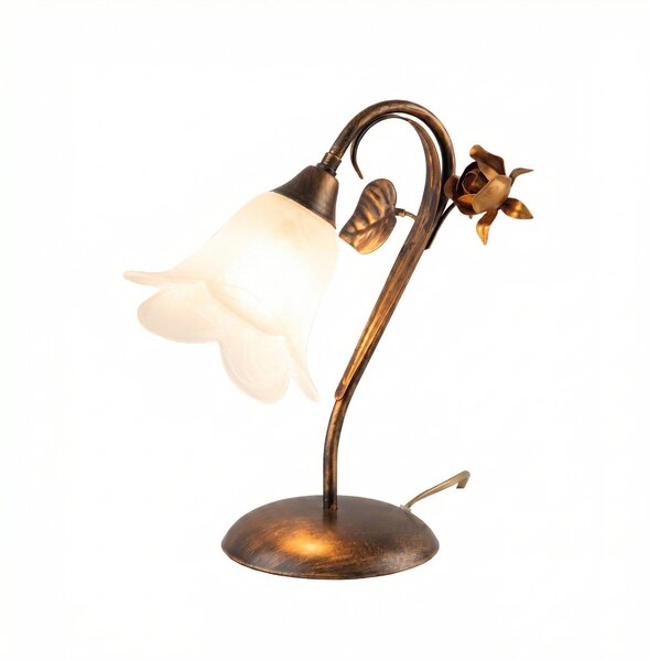 Lampada da Tavolo Cestino 1 Luce Marrone e Bianco LuceArt Classic