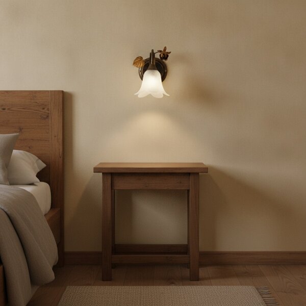 Applique Arte Povera Cestino 1 Luce Marrone e Bianco LuceArt Classic
