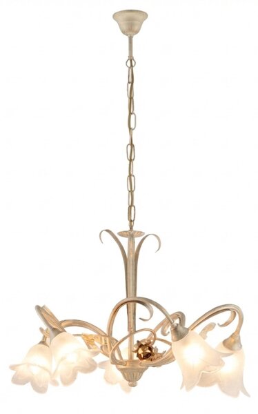 Lampadario Arte Povera Cestino 5 Luci Avorio e Bianco LuceArt Classic