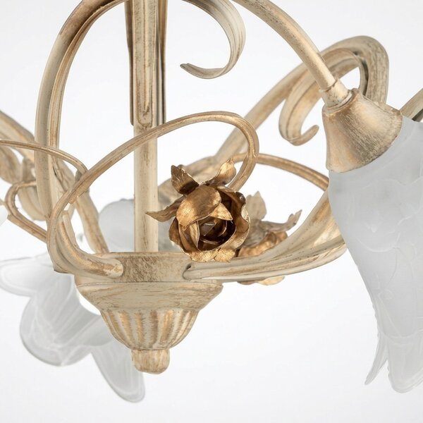 Lampadario Arte Povera Cestino 5 Luci Avorio e Bianco LuceArt Classic