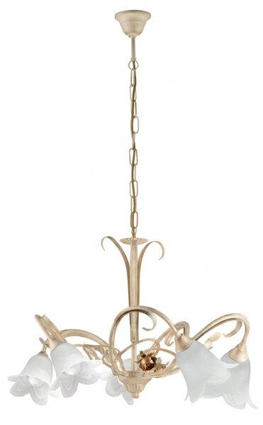 Lampadario Arte Povera Cestino 5 Luci Avorio e Bianco LuceArt Classic