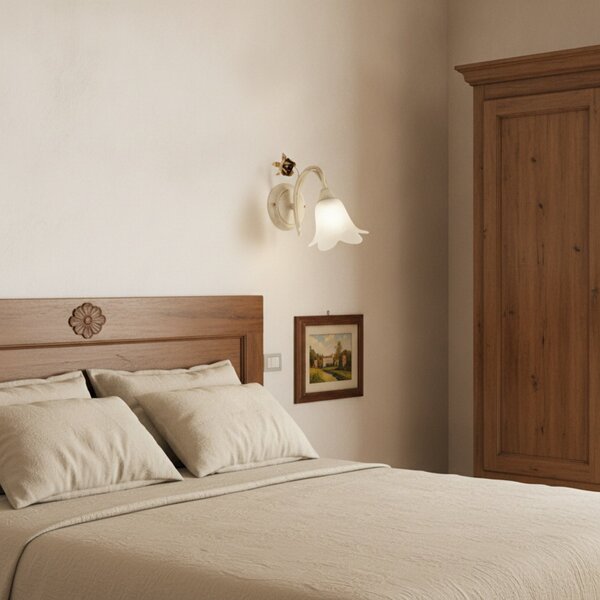 Applique Arte Povera Cestino 1 Luce Avorio e Bianco LuceArt Classic