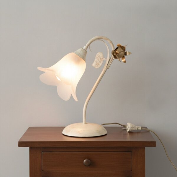 Lampada da Tavolo Cestino 1 Luce Avorio e Bianco LuceArt Classic